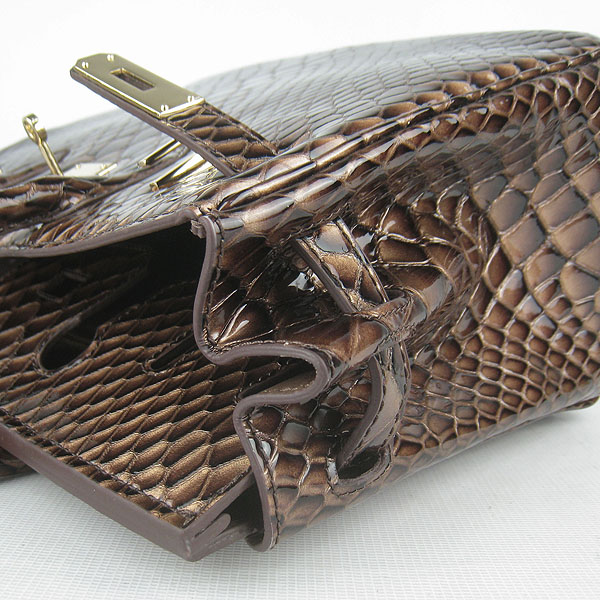 Replica Hermes Birkin 30CM Fish Veins Leather Bag Dark Coffee 6088 On Sale - Click Image to Close